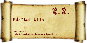 Mátai Ulla névjegykártya